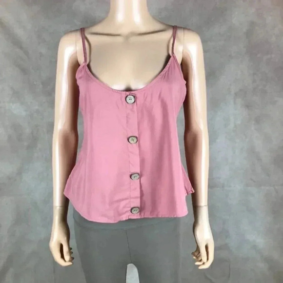 RUE 21 Spaghetti Strap Coral Tank Top with Wooden Buttons NEW Size Large - Picture 4 of 11